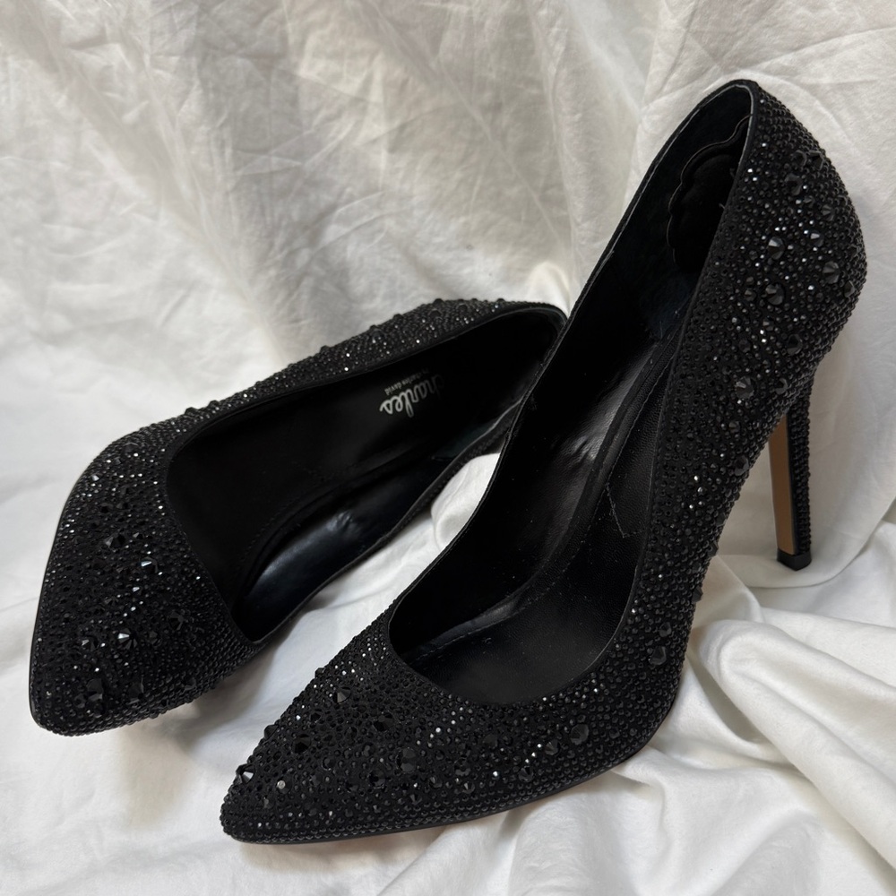 Women’s Charles By Charles David Black Rhinestone Stiletto High Heels. Size 8 - Picture 4 of 15